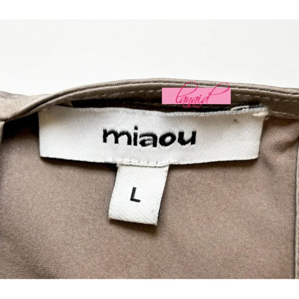 Miaou Verona Midi Skirt Back Cut-Outs Cutouts Shiny Satin Champagne Edgy Stretch